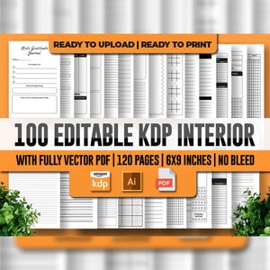 Editable KDP Planner Bundle: 100+ Low Content Journal Interiors (6x9 PDF)