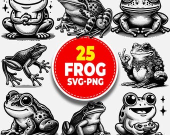 Frog SVG Bundle PNG | Frog Clipart & Cut Files | Animal SVG for Cricut