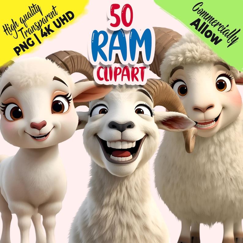 50 Ram Clipart PNG – Farm Animal Graphics for Sublimation, Stickers ...
