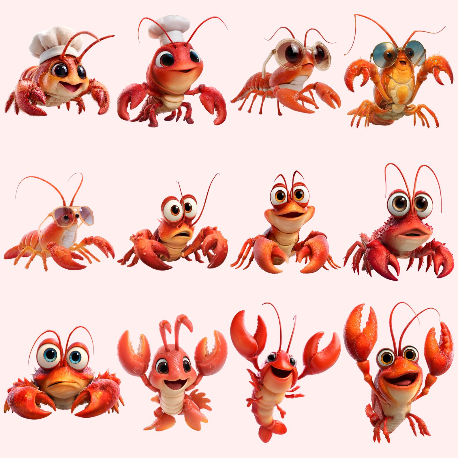 Crawfish Clipart Bundle, Cartoon PNG Files - Etsy