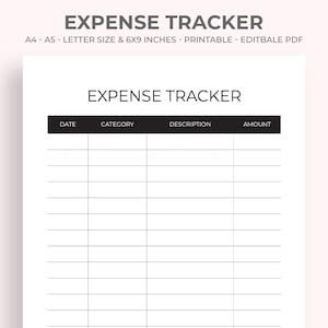 Expense Tracker, Expense Log, Spending Tracker, Budget Tracker, Finance Planner, Money Tracker, Bill Tracker