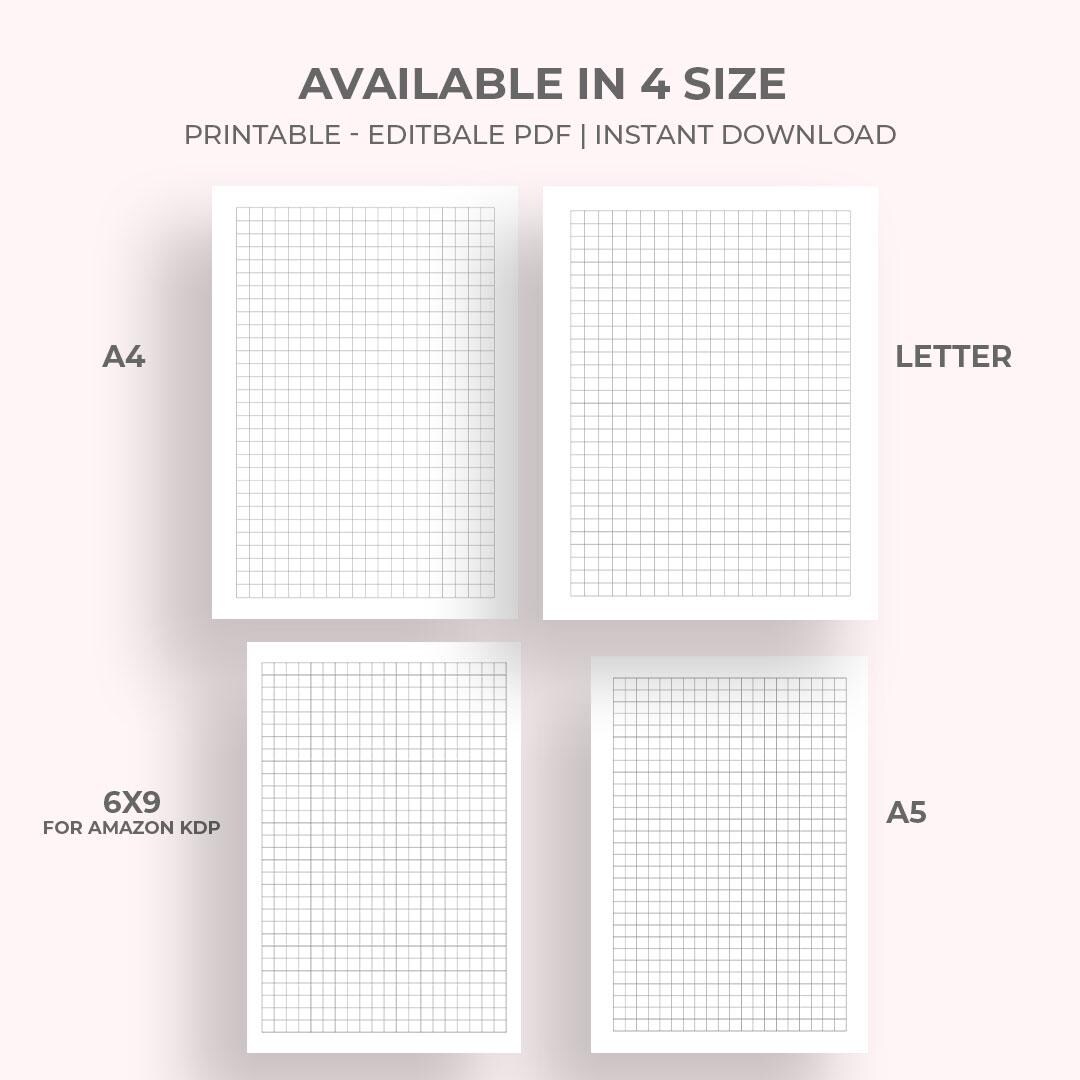 Printable Graph Paper PDF, Blank Grid Paper Notebook for Math ...