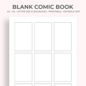 Printable Blank Comic Book Template: Comic Sketchbook Pages (PDF Download A4/Letter/6x9/A5 Sizes)
