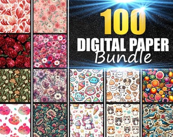 Digital Papers Bundle: 100 Printable Backgrounds for Scrapbooking (Digital Download)