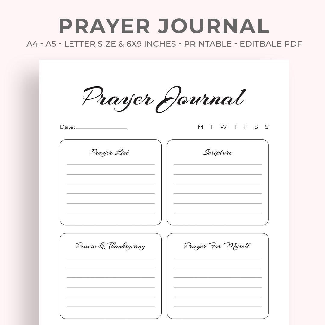 Daily Prayer Journal Printable | Christian Planner & Tracker (PDF ...
