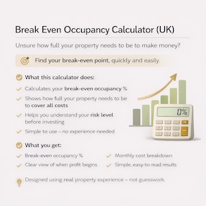 Break Even Occupancy Calculator UK | Airbnb Occupancy Tool | Holiday Let Analysis | Rental Investment Spreadsheet