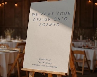 Usługa druku Foamex | A1, A2, A3 | Usługa druku FoamBoard | Drukowanie tabliczek powitalnych | Drukowanie plakatów | Plan stołów | Tabliczka z miejscami siedzącymi