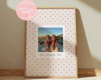 Personalised Heart Polaroid Print, Custom Photo Poster, Personalised Wall Art, Uni Room Decor, Best friend gift, for Girlfriend, Boyfriend
