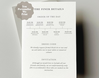 Detalles finos / Papelería de boda impresa / Plantilla de detalles finos / Plantilla de Canva