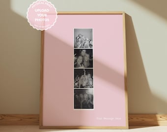 Póster personalizado de tira Polaroid rosa, póster fotográfico personalizado, decoración para habitación universitaria, regalo para mejor amiga, regalo para novia, novio