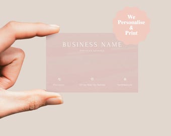 Tarjetas de visita rosas personalizadas / Tarjetas de visita a doble cara / Peluquerías, salones de uñas, cafeterías, extensiones de pestañas / Tarjetas de visita personalizadas