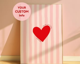 Lámina personalizada con forma de corazón para parejas, regalo de aniversario/boda/decoración colorida para el hogar/lámina para San Valentín/regalo para ella/novia