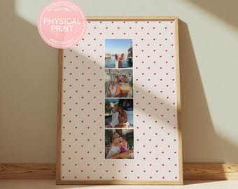 Personalised Heart Polaroid Strip Print, Custom Photo Poster, Uni Room Decor, Best friend gift, for Girlfriend / Boyfriend Love Heart Poster