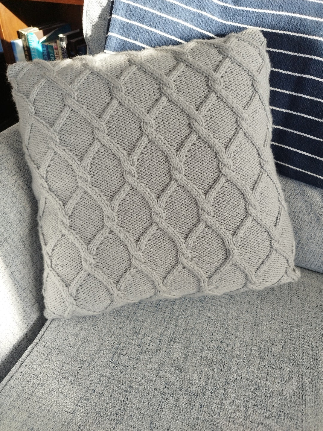 Handknitted Aran Cushion Cover and Pad Etsy UK