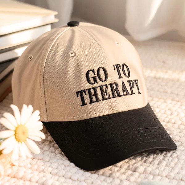 Gorra de camionero bordada "Ve a terapia", gorra de concienciación sobre la salud mental