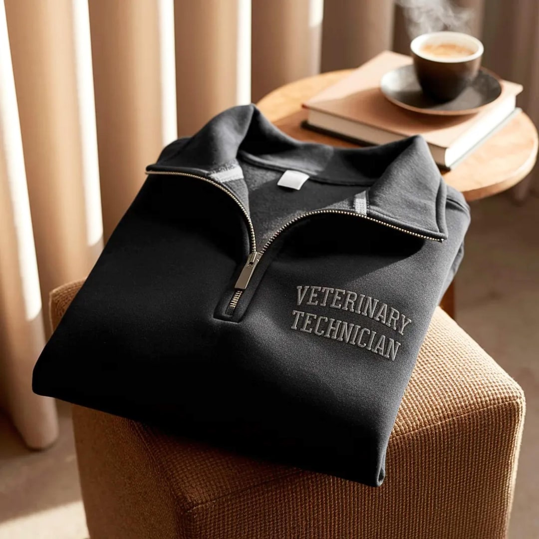 Embroidered Veterinary Technician Quarter Zip Sweatshirt, Vet Tech ...