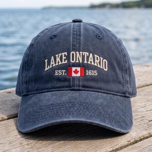 Broderad pappahatt från Lake Ontario, tvättad bomullskeps, kanadensisk souvenirgåva