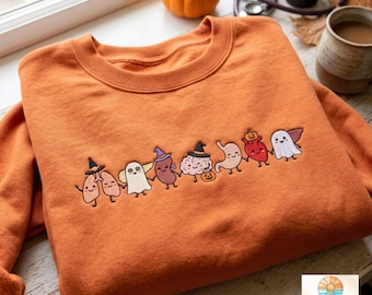 Halloween Anatomy Embroidered Sweatshirt, Medical Halloween Crewneck, Spooky Season Doctor Nurse Sweater