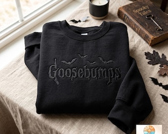 Embroidered Glow-in-the-Dark Goosebumps Sweatshirt, Halloween Horror Gift