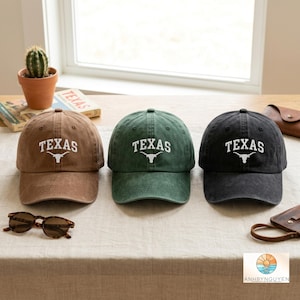 Bestickte Texas Longhorns Baumwollkappe im Retro-Western-Stil