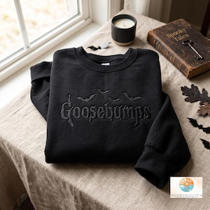 Embroidered Halloween Goosebumps Sweatshirt, Halloween Horror Gift image 3