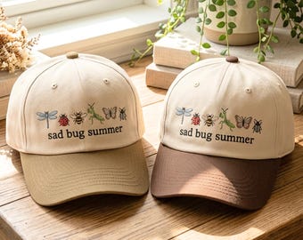 Casquette trucker d'été brodée Sad Bug, chapeau insecte nature