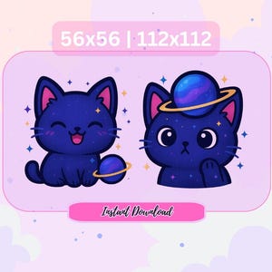 Cute Cosmic Cat Emotes Pack | Kawaii Space Cat Twitch & Discord Emotes