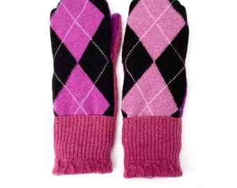 Women's Sweater Mittens, 100% Wool and Cashmere Outers and Cashmere Lined