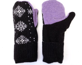 Women's Sweater Mittens, 100% Wool and Cashmere Outers and Cashmere Lined