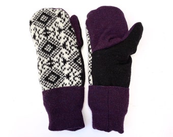 Women's Sweater Mittens, 100% Wool and Cashmere Outers and Cashmere Lined