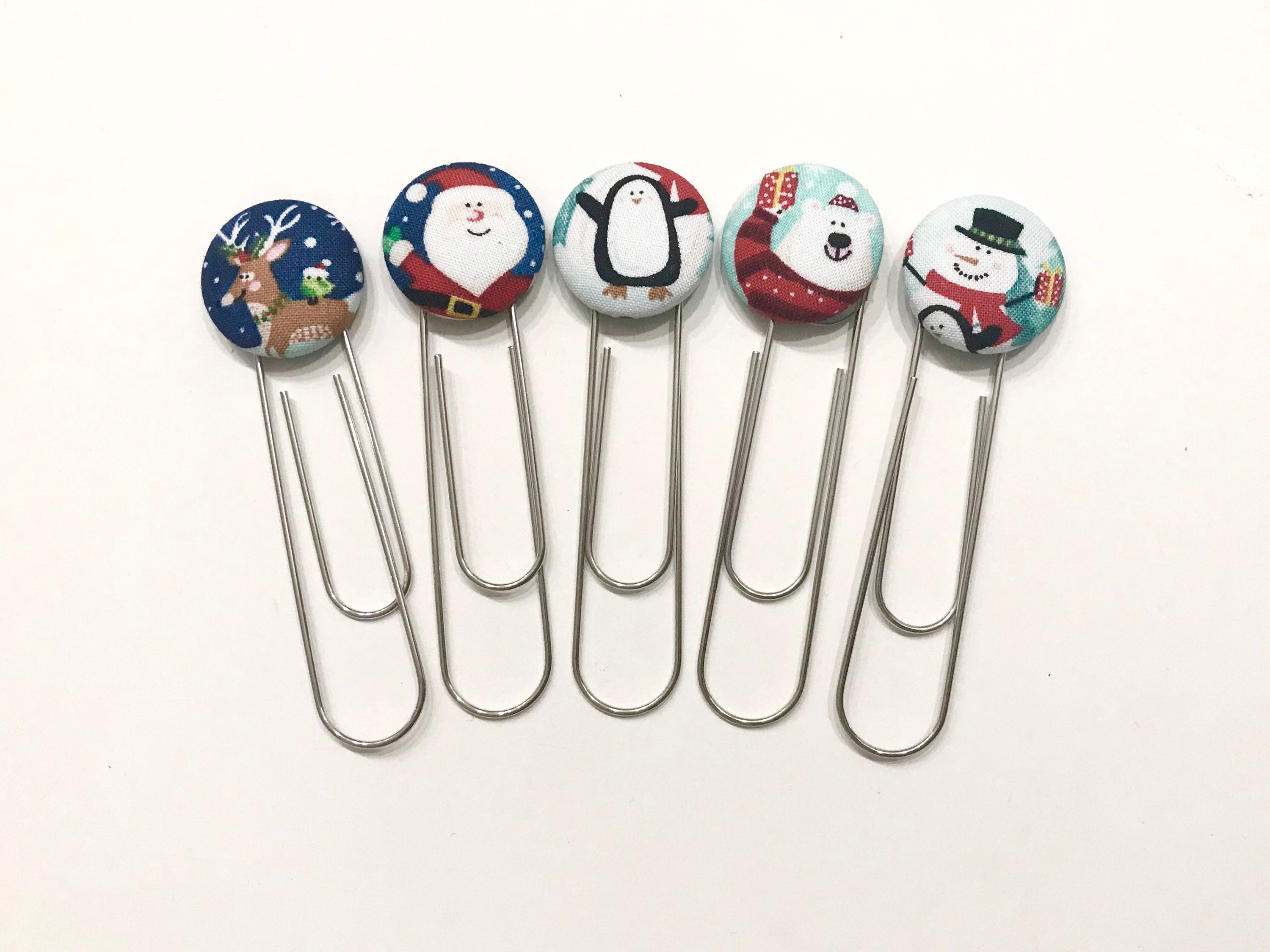 Jumbo Paperclip Bookmark | Fabric Button Bookmark | Christmas Gift ...