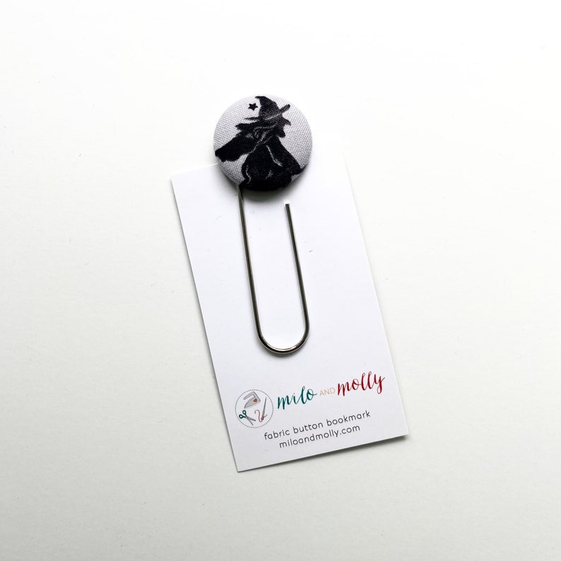 Jumbo Paperclip Bookmark | Fabric Button Bookmark | Halloween Gift ...