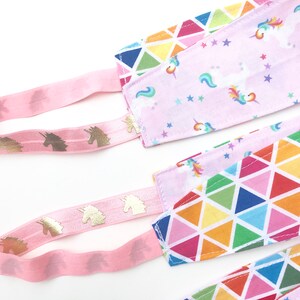 Rainbow Unicorn Headband for Women, Teens, or Girls. Reversible Fabric Headband for Yoga, Barre, Gym. image 2