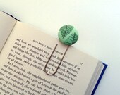 Oversized Paperclip Bookmark. Green Leaves. Teacher Gift. Graduation Gift. Ready to Ship.