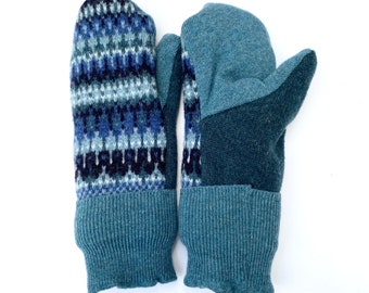 Women's Sweater Mittens, 100% Wool and Cashmere Outers and Cashmere Lined