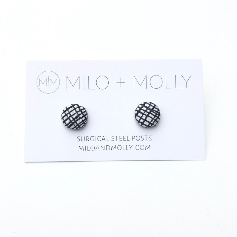 Fabric Button Stud Earrings Fashion Earrings Casual Etsy