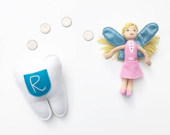 Personalized Tooth Fairy Pillow. Cyan Pocket.