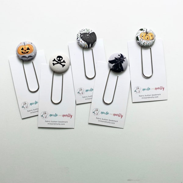 Jumbo Paperclip Bookmark | Fabric Button Bookmark | Halloween Gift | Teacher Gift | Graduation Gift | Book Club Gift | Easter Basket Gift