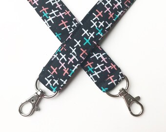 Wristlet Keychain. Black Mod Geometric. Ready to Ship.