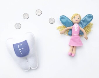 Personalized Tooth Fairy Pillow.  Periwinkle Blue-Purple Pocket. Child's Gift.