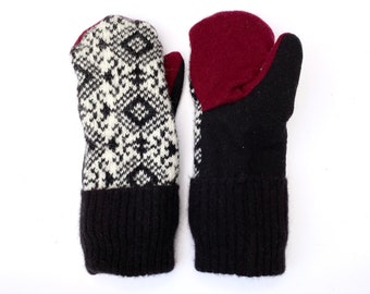 Women's Sweater Mittens, 100% Wool and Cashmere Outers and Cashmere Lined