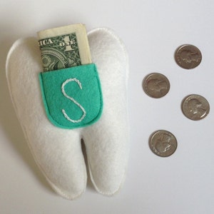Tooth Fairy Pillow. Custom Embroidered Monogram. Custom Color Option. Holds Baby Teeth for the Tooth Fairy. image 2