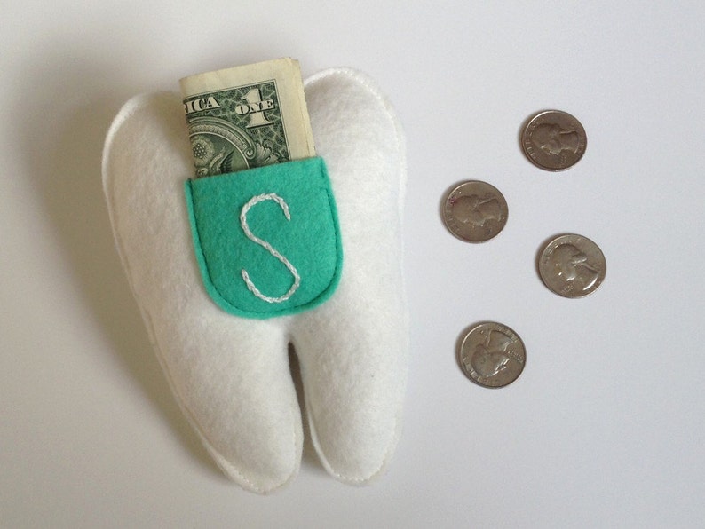 Tooth Fairy Pillow. Custom Embroidered Monogram. Custom Color Option. Holds Baby Teeth for the Tooth Fairy. image 2