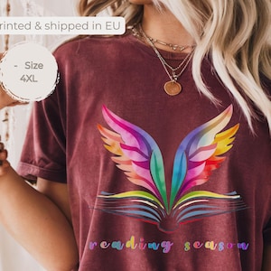 Rainbow Wings Book Sweatshirt, Motivational Reader Apparel, Teacher Shirt Gift, Book Lover Present