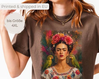 Frida Kahlo Inspiriertes Feminismus Shirt, Boho Kunst T-Shirt, Mexikanische Kunst, Floral Damen Shirt, Vintage Stil