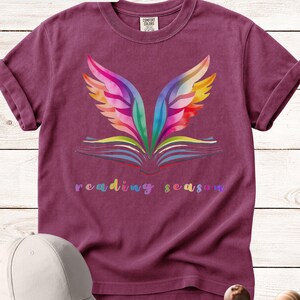 Rainbow Wings Book Sweatshirt, Motivational Reader Apparel, Teacher Shirt Gift, Book Lover Present