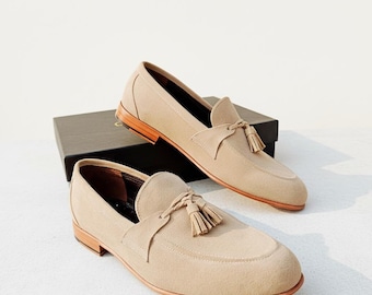 Handmade Leather Tassel Loafers: Men's Classic Slip-On Dress Shoes