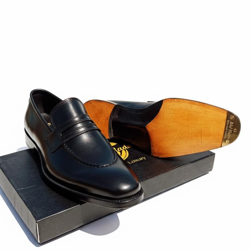 Handmade Full-Grain Leather Loafers: Goodyear Welt, Beveled Waist Handmade Full-Grain Leather Loafers: Goodyear Welt, Beveled Waist