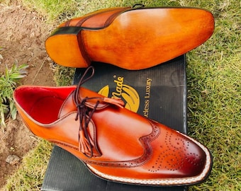Handmade Norwegian Welt Wingtip Derbys – Classic Lace-Up Dress Shoes