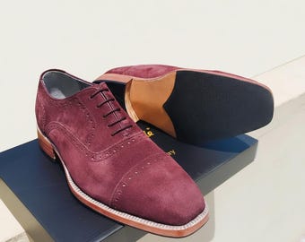 Men’s Handmade Brogue Oxford Shoes – Leather Dress Shoes, Double Sole & Rubber Padded